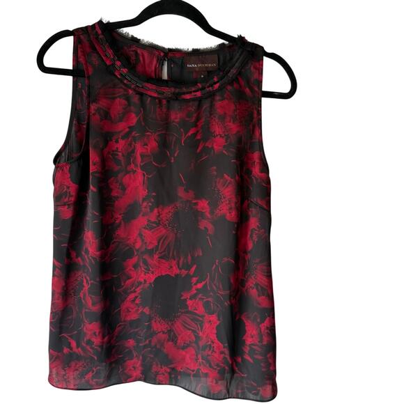 Dana Buchman Y2k Size Medium Red‎ Black Vampire Dark Romantic Sleeveless Top - Picture 1 of 9